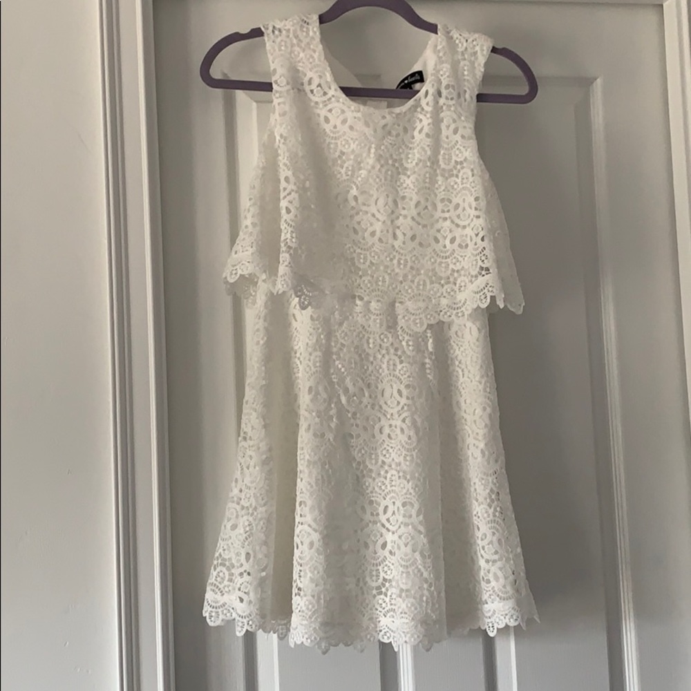 Sequin Hearts White Lace Dress